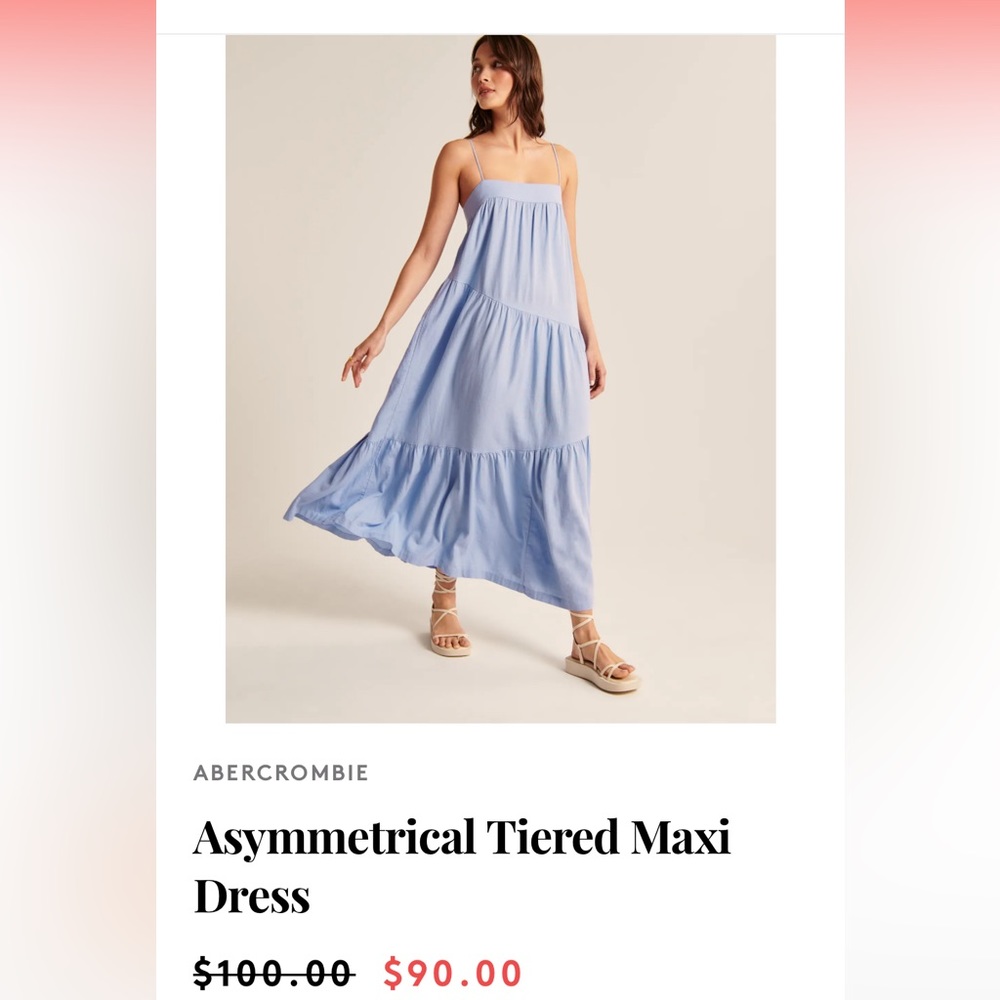 ABERCROMBIE Asymmetrical Tiered Maxi Dress - WHITE - Small